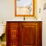 Bathroom Remodel Clay Walk in Shower Cherry Vanity