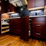 Liverpool NY kitchen remodel with custom beverage center and dark wood cabinetry