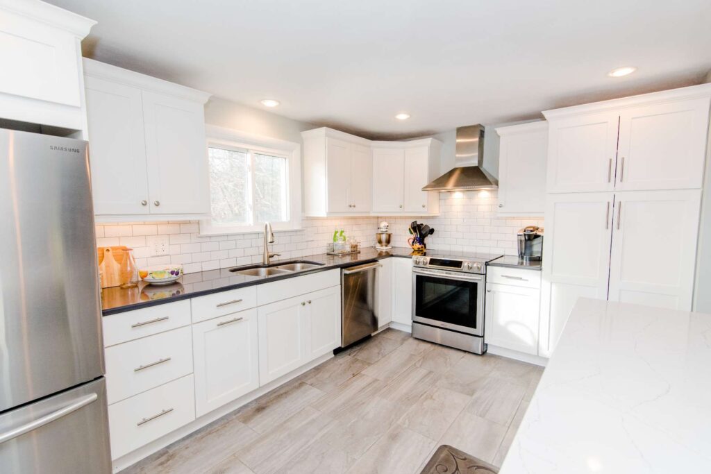 Manlius NY kitchen remodel with wall removed to create an open kitchen with large island