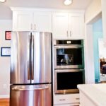 Kitchen remodel with white cabinets, large island and open layout